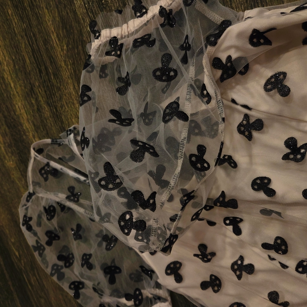Hot Topic Sheer Sleeve Top with Glitter Design - Picture 2 of 5